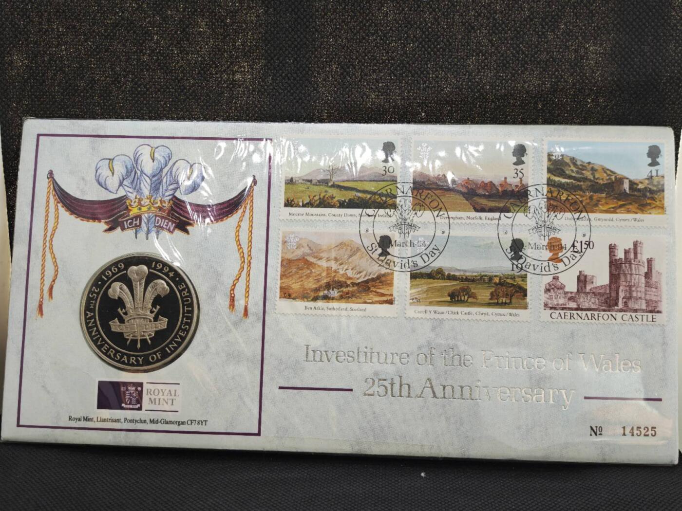 【淘币小摊】限时拍第八百零七拍  克朗币邮币封场  满百包邮可预留两周  周一统一发货   威尔士王子1994年授权25周年纪念章邮币封