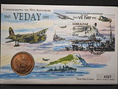 【淘币小摊】限时拍第八百零七拍  克朗币邮币封场  满百包邮可预留两周  周一统一发货  -  直布罗陀1995年二战胜利50周年5镑纪念币邮币封
