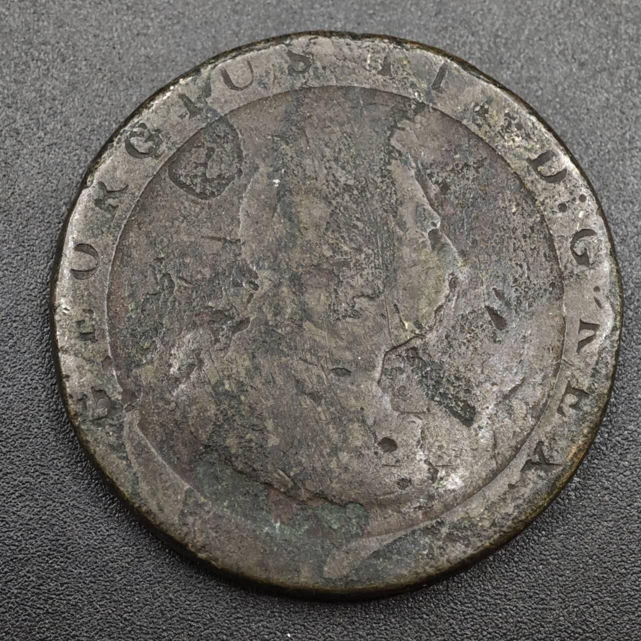 【淘币小摊】实时拍第八百零四拍   散币银币场   满百包邮可预留二周 每周一统一发货   英国1797年乔治三世车轮一便士铜币