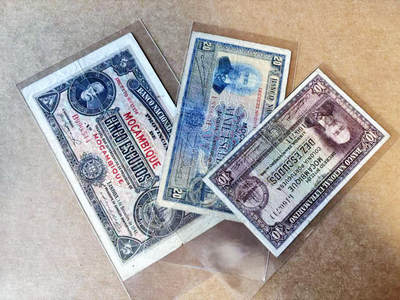 【Blue Auction】世界纸币精拍第754期——18级TOP拍卖/信誉/品质/专业/高效💫 - 【一组3张】莫桑比克5-20埃斯库多 流通品相