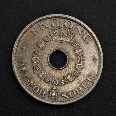 【淘币小摊】实时拍第八百零四拍   散币银币场   满百包邮可预留二周 每周一统一发货   - 挪威1946年1克朗镍币