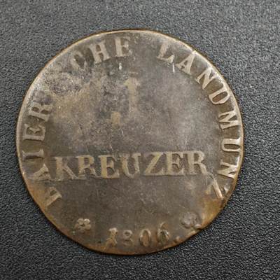 【淘币小摊】实时拍第八百零四拍   散币银币场   满百包邮可预留二周 每周一统一发货   - 德国1806年1克鲁泽铜币