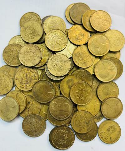 文馨钱币收藏第 282 场，【 长期接收代拍品】，加拿大老铜代用币，银币，德三系列场 - 少见好品泰国拉玛九世国王 50-57 年时期 50 铜撒当 71 枚