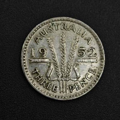 【淘币小摊】实时拍第八百零四拍   散币银币场   满百包邮可预留二周 每周一统一发货   - 澳大利亚1952年乔治六世3便士银币