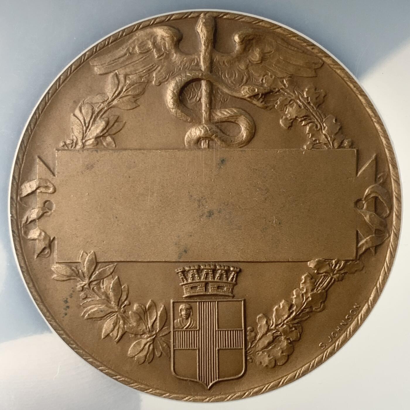 掌中浮雕-藏着的欧洲第043场 NGC MS64 ：意大利伦巴第大区曼托瓦工农业联合商会奖章，51mm，稀少