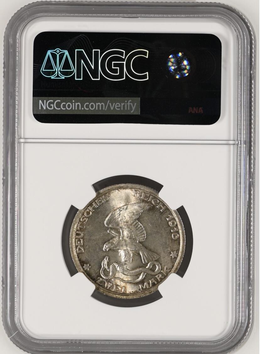 【德藏】世界币章拍卖第154期（拍品征集中~欢迎藏友联系） 1913年 德国普鲁士战胜拿破仑100周年2马克银币 NGC MS64 原味包浆 好品好状态 