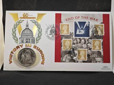 【淘币小摊】限时拍第八百零七拍  克朗币邮币封场  满百包邮可预留两周  周一统一发货  -  马恩岛2005年二战胜利60周年克朗纪念币邮币封