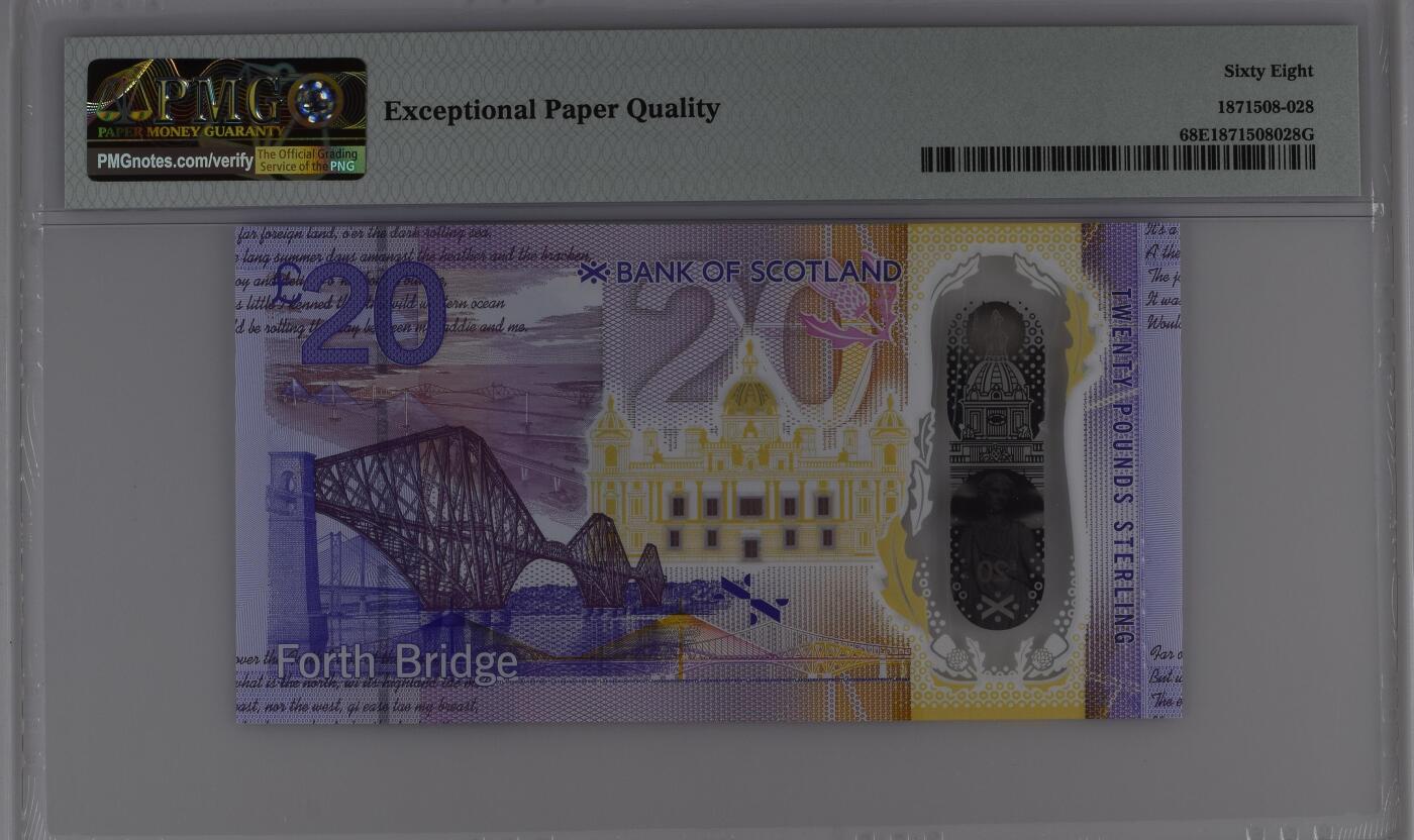 【礼羽收藏】🌏世界钱币拍卖第113期 【PMG68】欧洲，英国，苏格兰，2019年，20磅，塑料钞