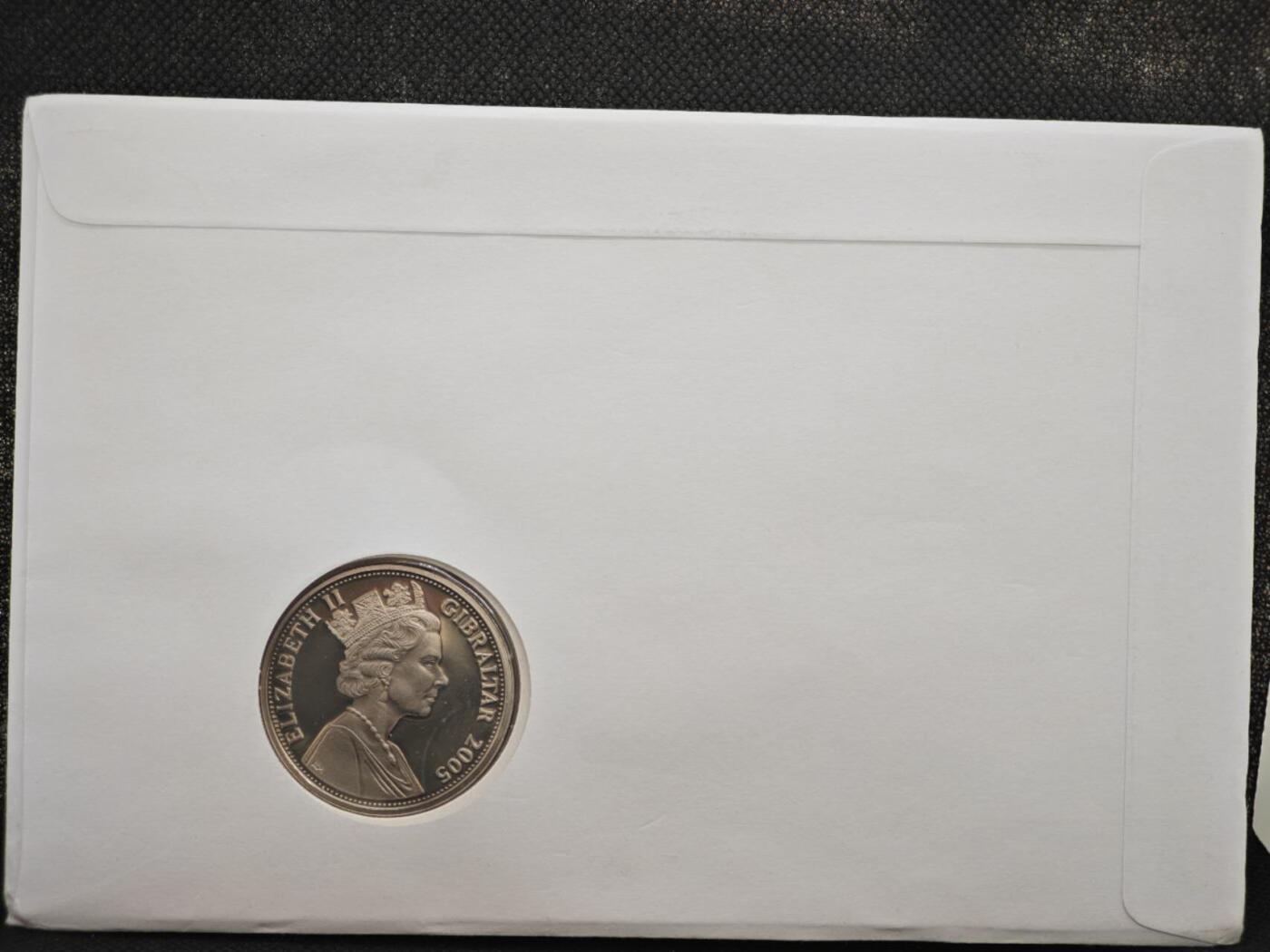 【淘币小摊】限时拍第八百零七拍  克朗币邮币封场  满百包邮可预留两周  周一统一发货   直布罗陀2005年女王80周岁克朗纪念币邮币封