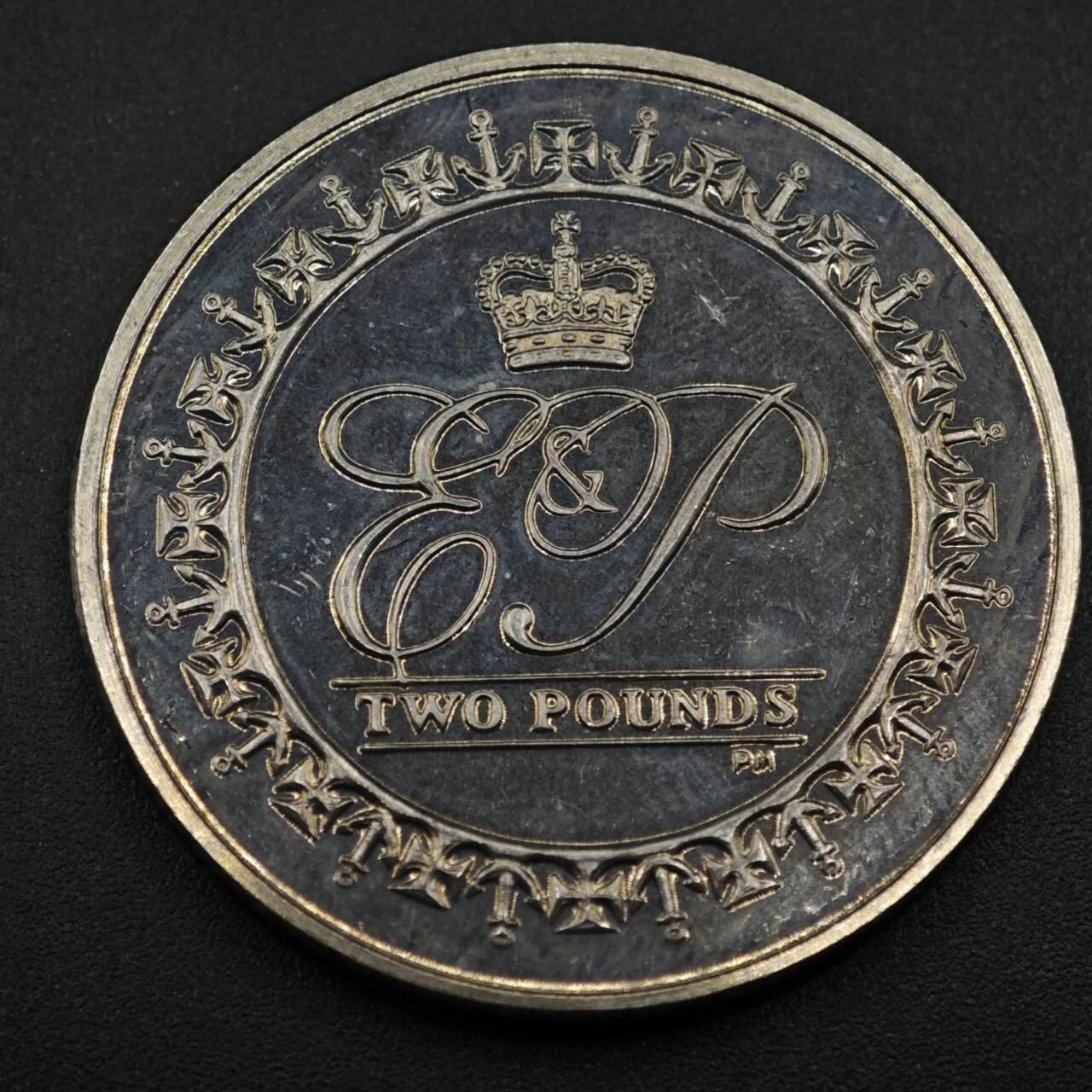 【淘币小摊】限时拍第八百零七拍  克朗币邮币封场  满百包邮可预留两周  周一统一发货  英属印度洋领地2011年女王大婚钻禧2镑纪念币