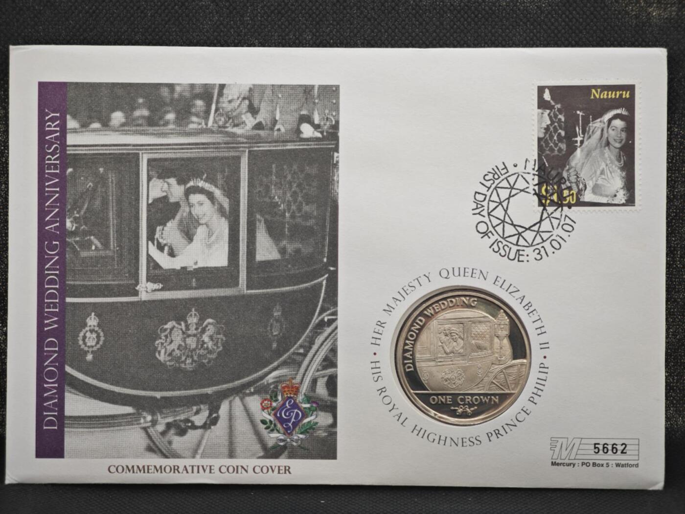 【淘币小摊】限时拍第八百零七拍  克朗币邮币封场  满百包邮可预留两周  周一统一发货    直布罗陀2007年女王大婚钻禧克朗纪念币邮币封