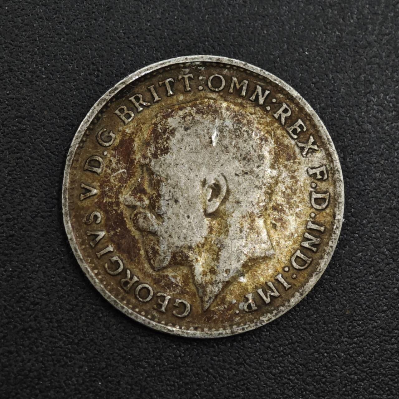 【淘币小摊】实时拍第八百零四拍   散币银币场   满百包邮可预留二周 每周一统一发货   英国1919年乔治五世3便士银币