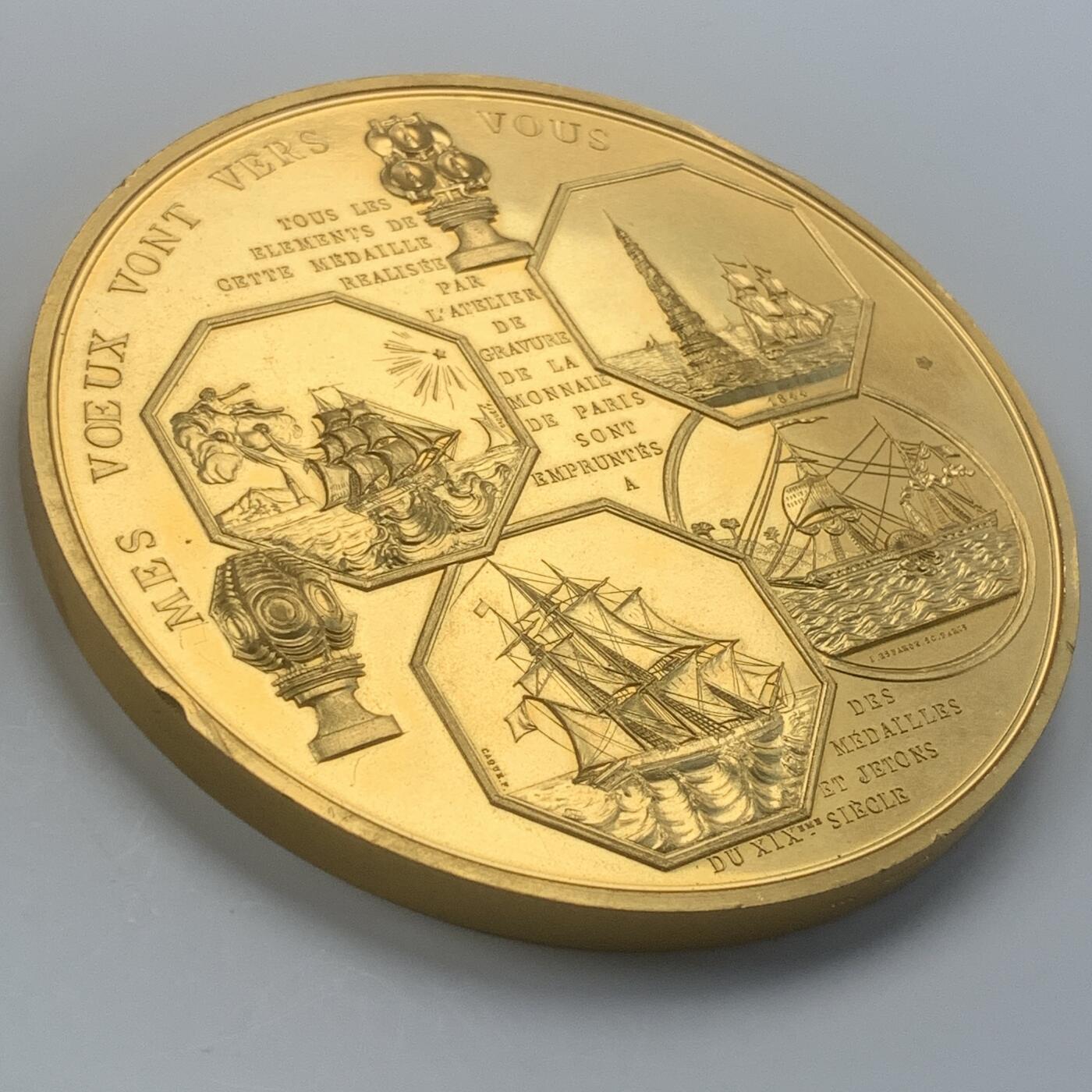 掌中浮雕-藏着的欧洲第043场 1967年法国巴黎百年交通纪念大铜章 ， 100mm ，397g