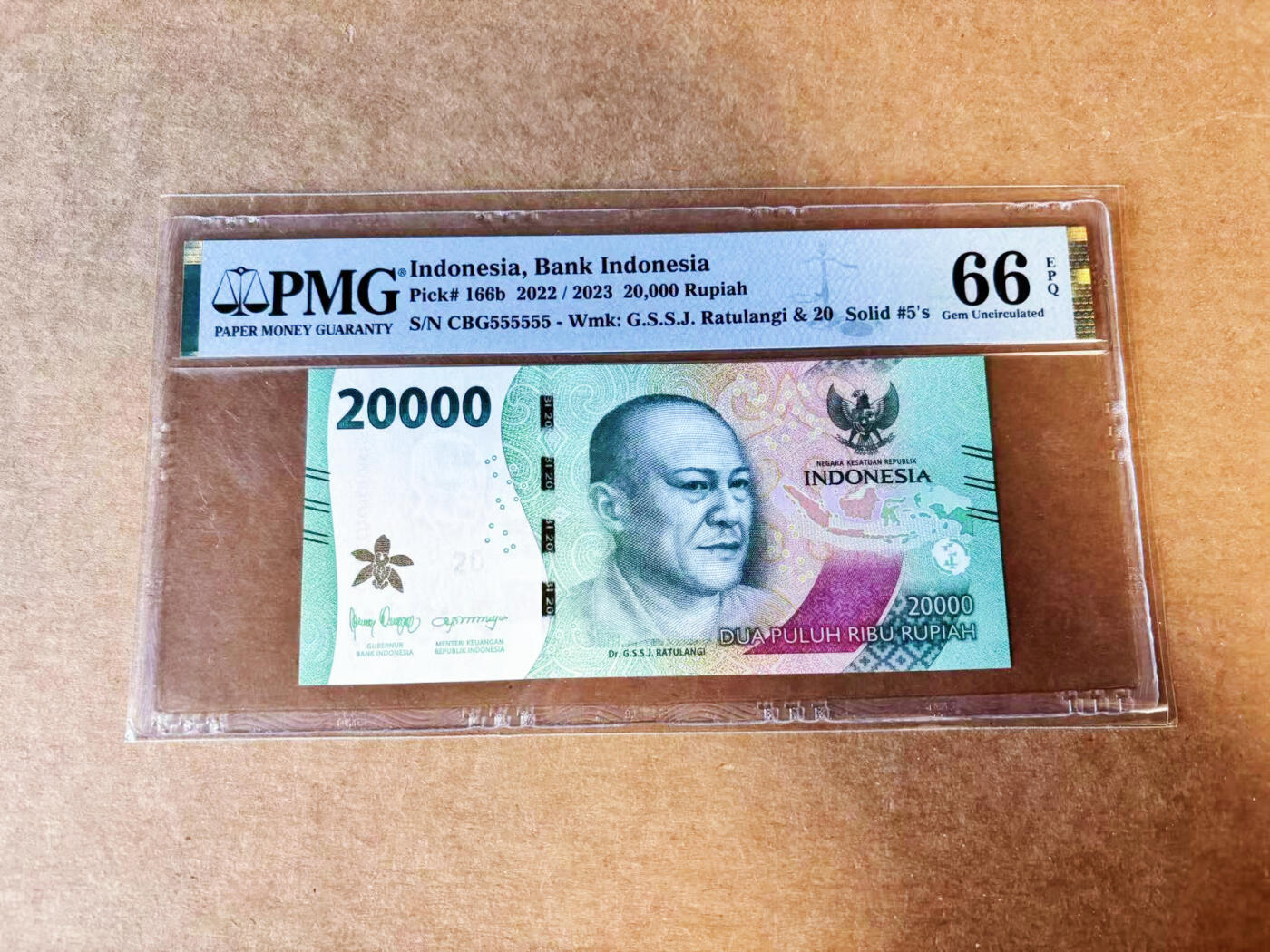 【Blue Auction】世界纸币精拍第754期——18级TOP拍卖/信誉/品质/专业/高效💫 【全同5】印尼 2022年20000卢比 PMG66EPQ 