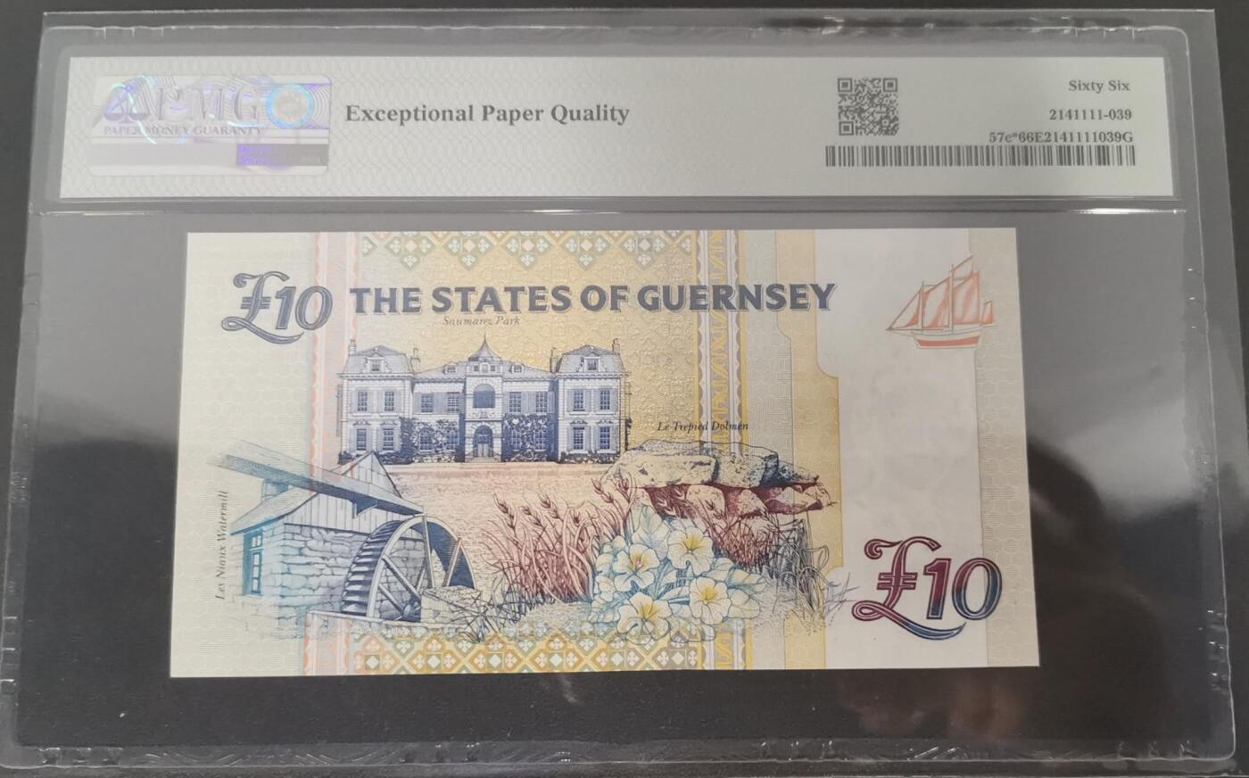 《艾美收藏》第221期-11.23周日黄金场精品荟萃 根西1995年少见补号Z冠10镑PMG66E亚军分无4 女王钞 Pick#57c* 9张评级记录 冠军67分仅2张