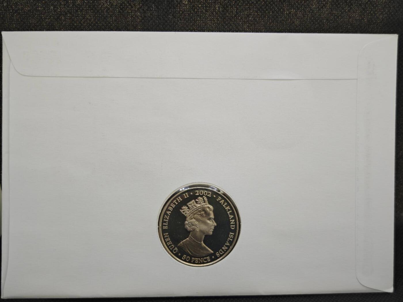 【淘币小摊】限时拍第八百零七拍  克朗币邮币封场  满百包邮可预留两周  周一统一发货  福克兰群岛2002年女王登基金禧50便士纪念币邮币封