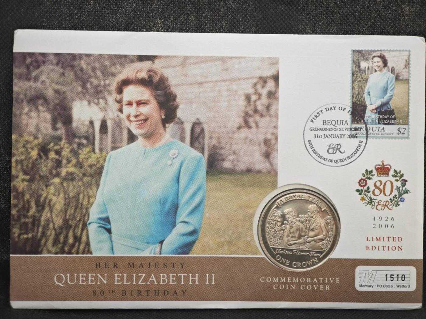 【淘币小摊】限时拍第八百零七拍  克朗币邮币封场  满百包邮可预留两周  周一统一发货   直布罗陀2005年女王80周岁克朗纪念币邮币封