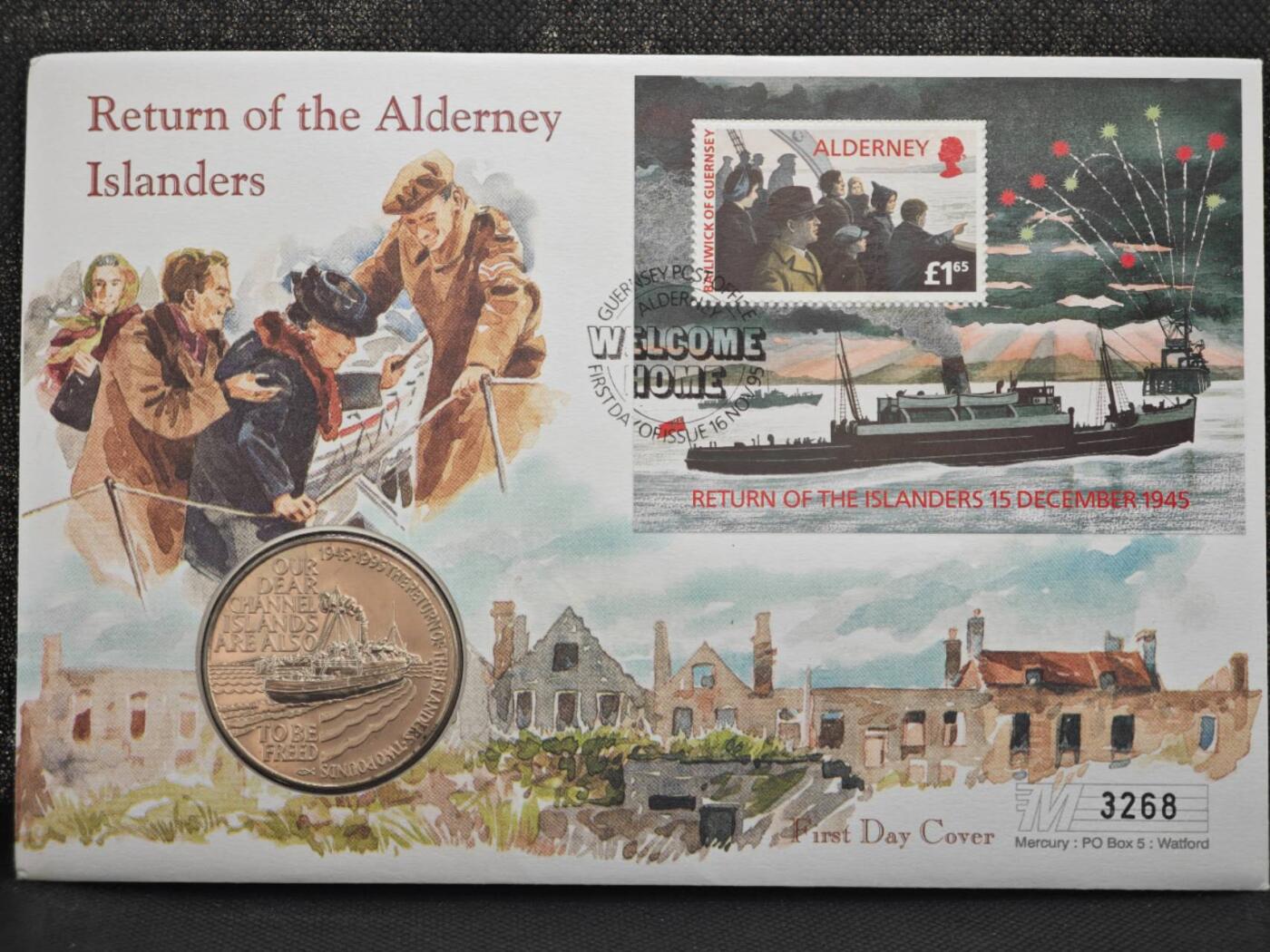 【淘币小摊】限时拍第八百零七拍  克朗币邮币封场  满百包邮可预留两周  周一统一发货   奥尔德尼1995年二战胜利50周年2镑纪念币邮币封