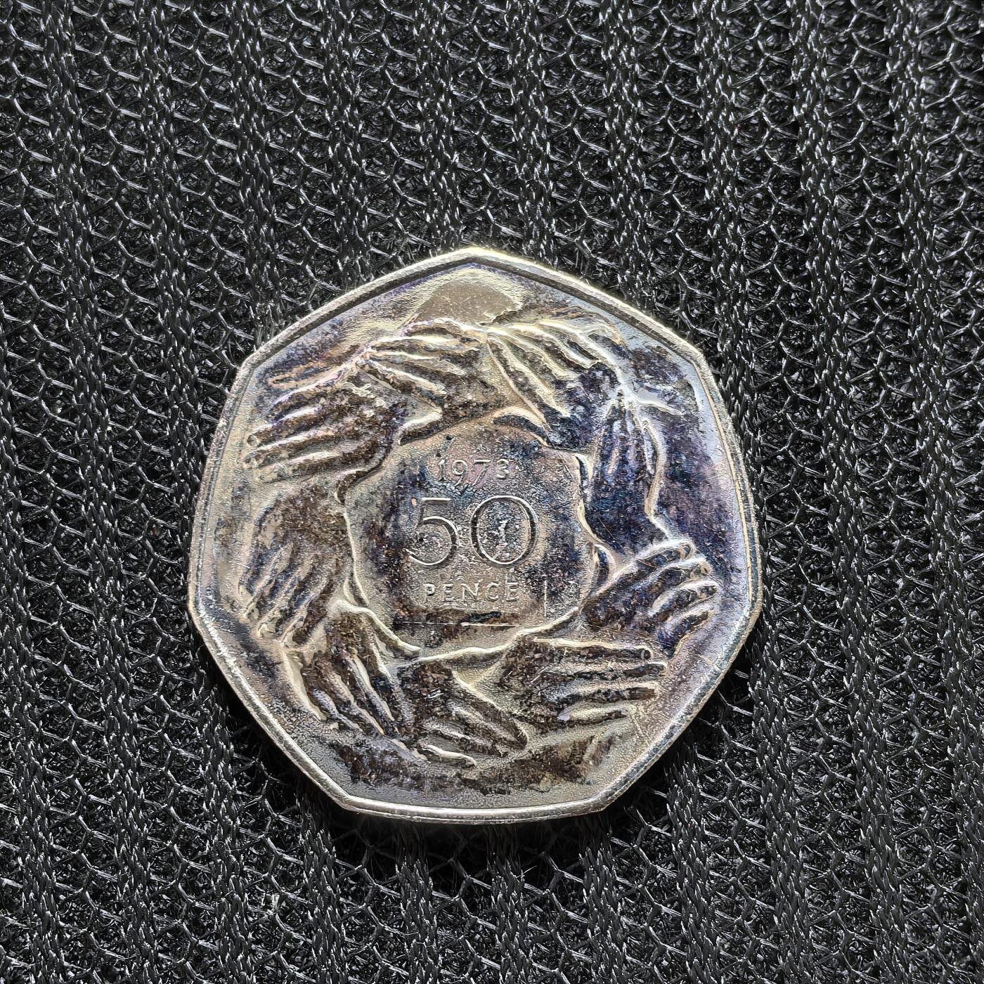 道一币馆币章第一百五十六场 原盒 英国1973年加入欧洲经济共同体50便士纪念币