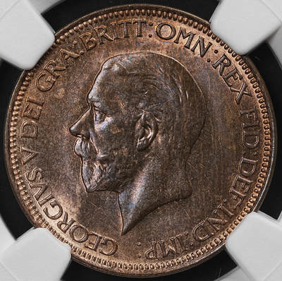 修遠堂世界钱币第九十四期 - NGC MS65RB 1932年英国1/2便士铜币