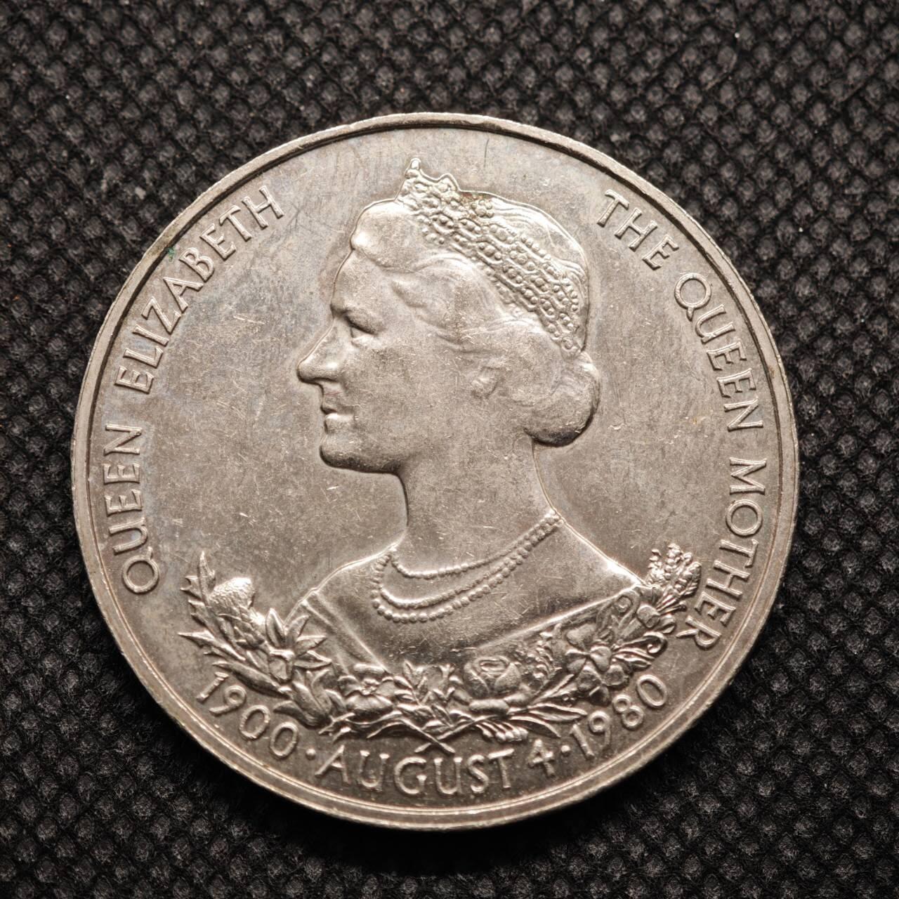 【淘币小摊】限时拍第八百零七拍  克朗币邮币封场  满百包邮可预留两周  周一统一发货    根西岛1980年女王母亲80周岁25便士纪念币