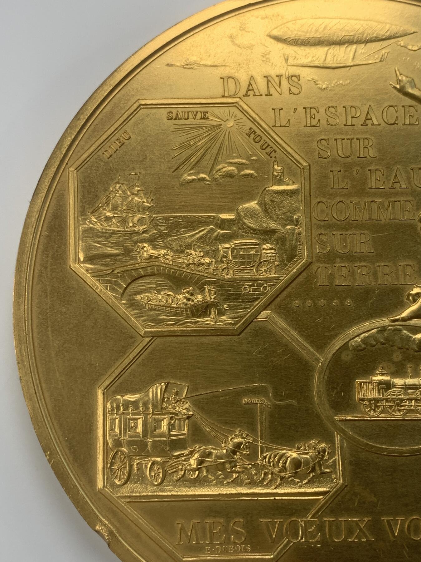 掌中浮雕-藏着的欧洲第043场 1967年法国巴黎百年交通纪念大铜章 ， 100mm ，397g