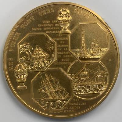 掌中浮雕-藏着的欧洲第043场 - 1967年法国巴黎百年交通纪念大铜章 ， 100mm ，397g