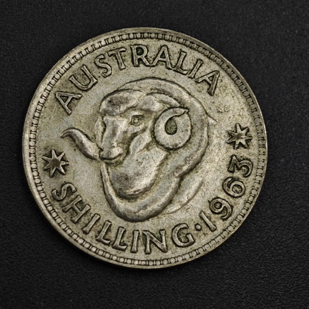 【淘币小摊】实时拍第八百零四拍   散币银币场   满百包邮可预留二周 每周一统一发货   澳大利亚1963年伊丽莎白二世一先令银币