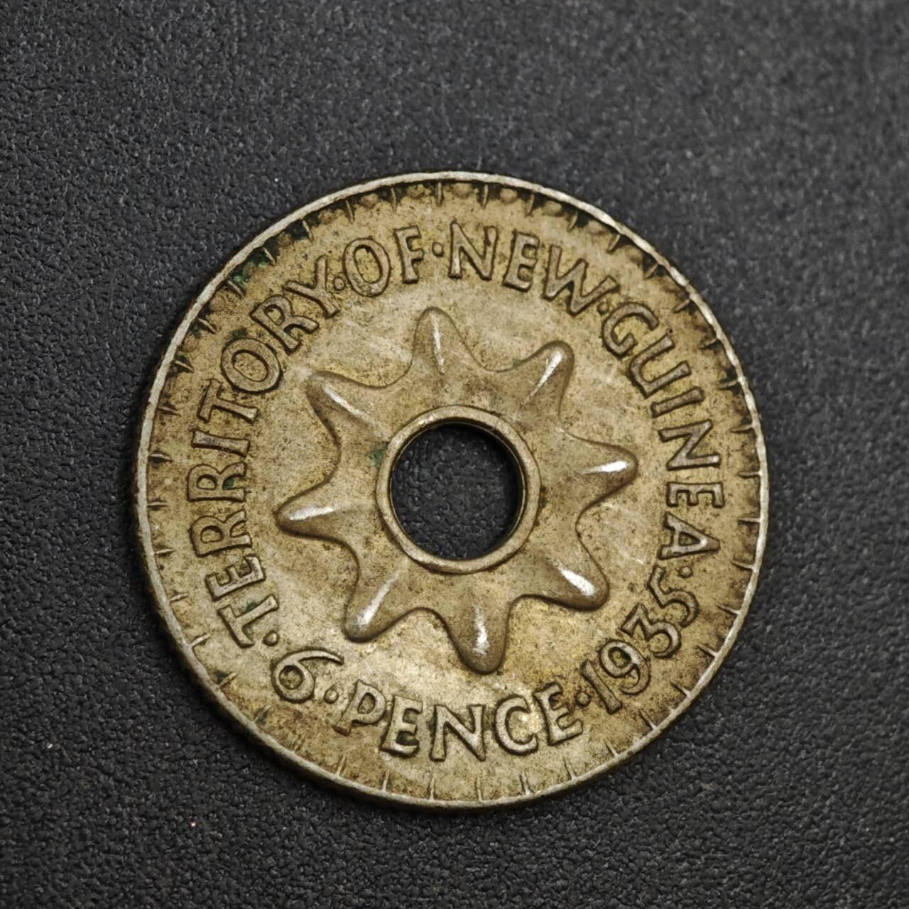 【淘币小摊】实时拍第八百零四拍   散币银币场   满百包邮可预留二周 每周一统一发货   英属几内亚1935年6便士镍币