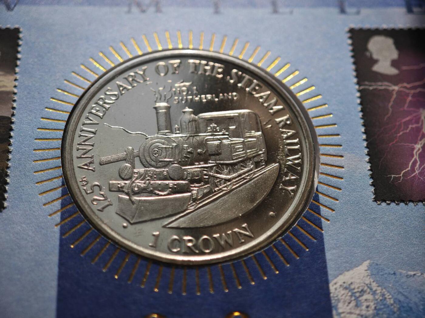 【淘币小摊】限时拍第八百零七拍  克朗币邮币封场  满百包邮可预留两周  周一统一发货   马恩岛1998年铁路125周年克朗纪念币邮币封