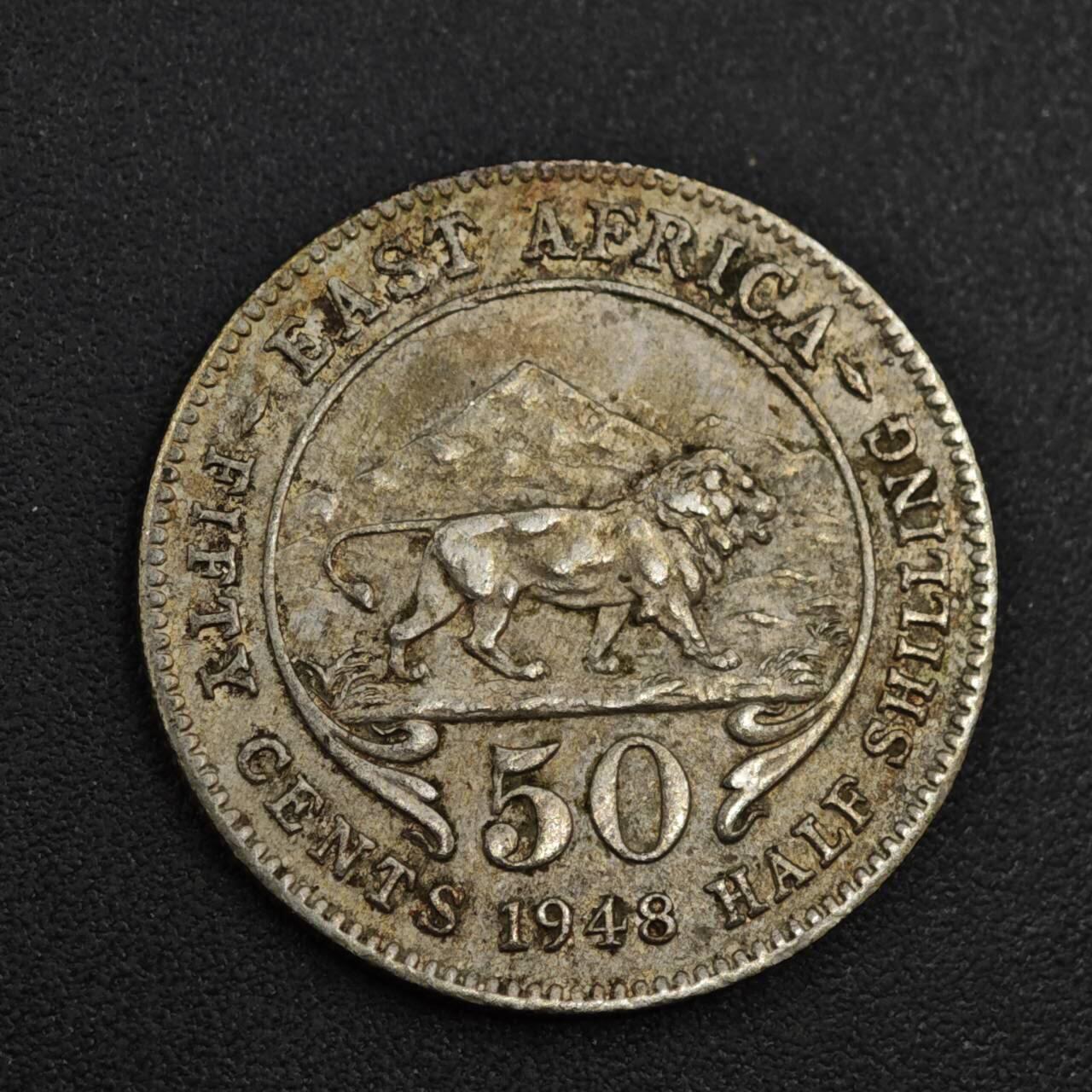 【淘币小摊】实时拍第八百零四拍   散币银币场   满百包邮可预留二周 每周一统一发货   英属东非1948年乔治六世50分镍币
