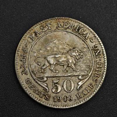 【淘币小摊】实时拍第八百零四拍   散币银币场   满百包邮可预留二周 每周一统一发货   - 英属东非1948年乔治六世50分镍币