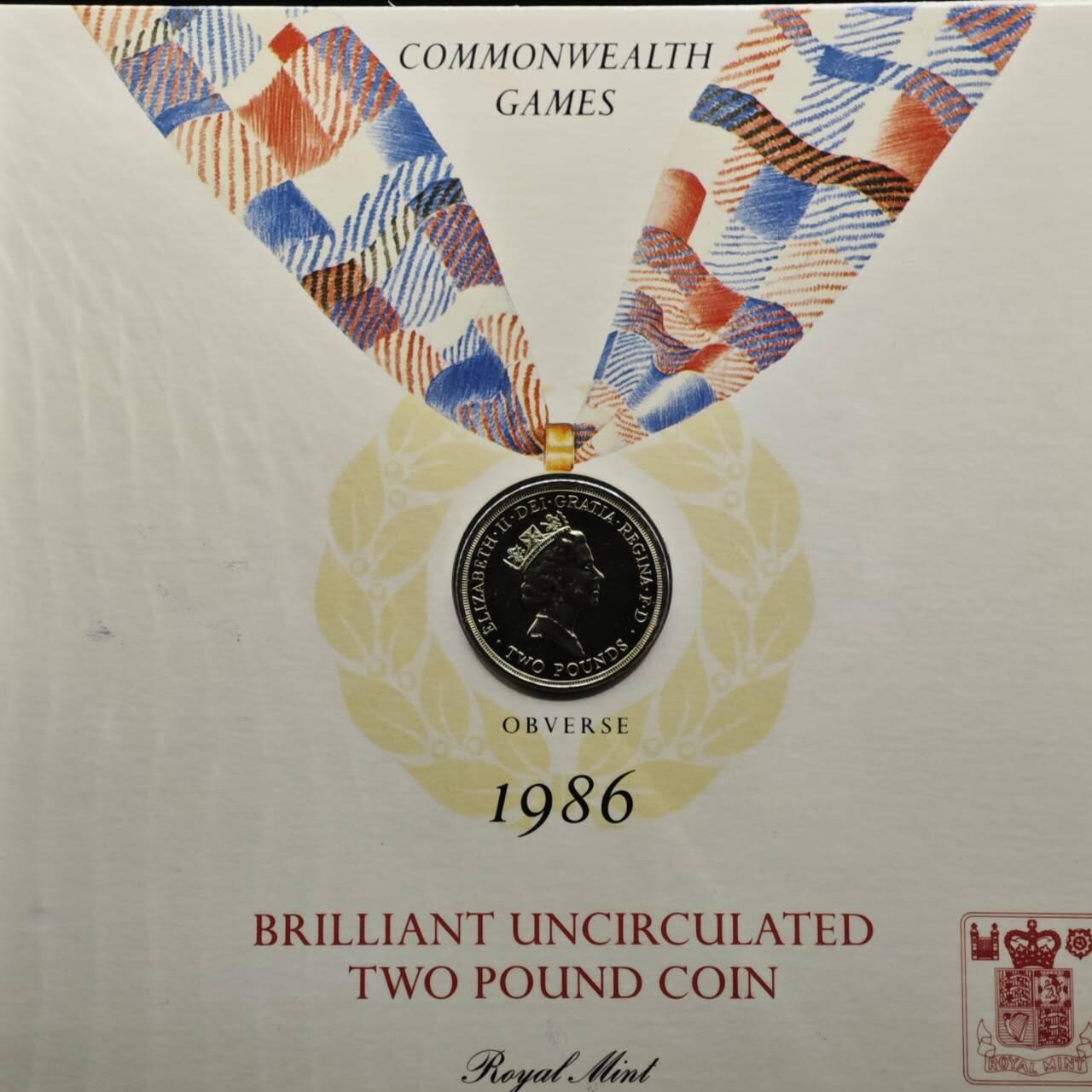 【淘币小摊】限时拍第八百零七拍  克朗币邮币封场  满百包邮可预留两周  周一统一发货  英国1986年英联邦运动会2镑纪念币卡册