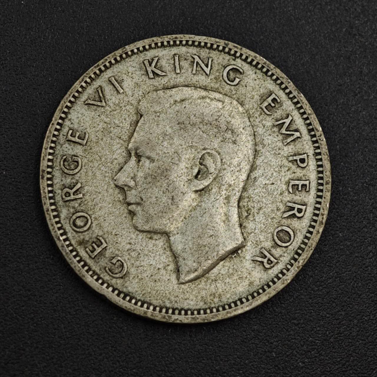 【淘币小摊】实时拍第八百零四拍   散币银币场   满百包邮可预留二周 每周一统一发货   新西兰1945年乔治六世一先令银币