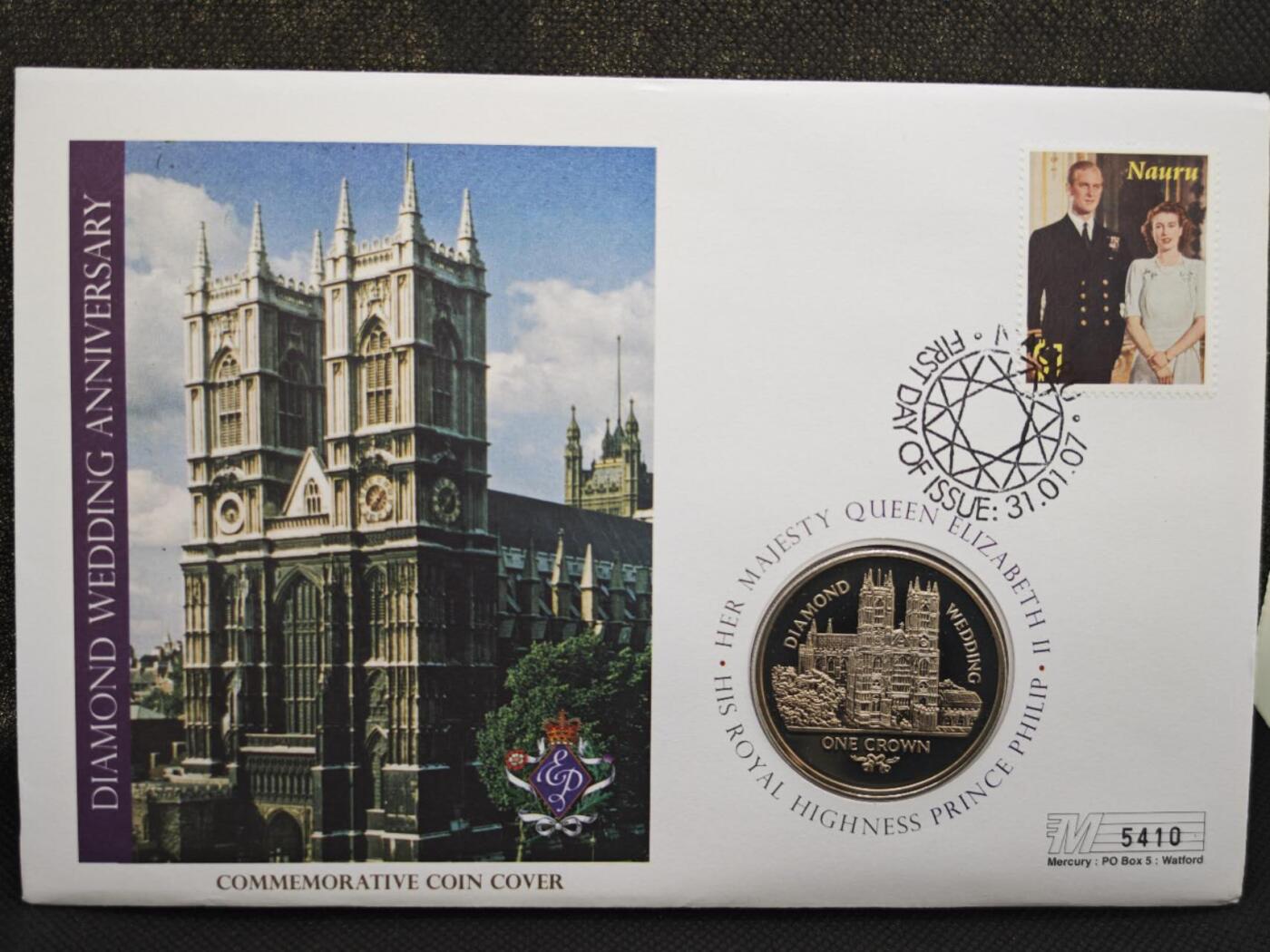 【淘币小摊】限时拍第八百零七拍  克朗币邮币封场  满百包邮可预留两周  周一统一发货   直布罗陀2007年女王大婚钻禧克朗纪念币邮币封