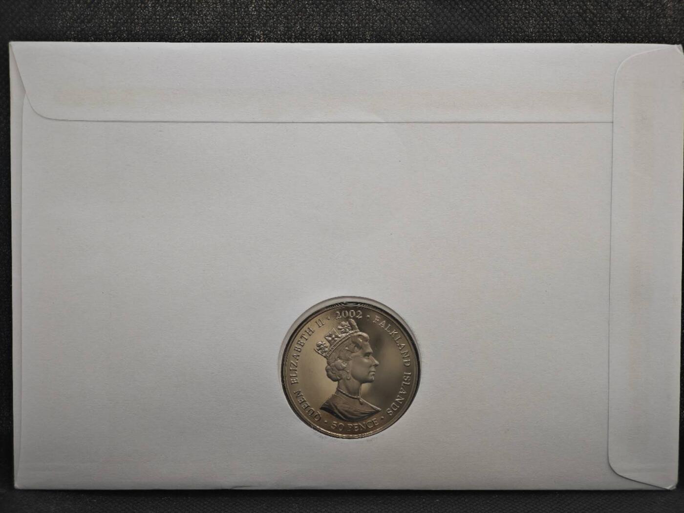 【淘币小摊】限时拍第八百零七拍  克朗币邮币封场  满百包邮可预留两周  周一统一发货    福克兰群岛2002年女王登基金禧50便士纪念币邮币封