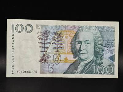 【淘币小摊】限时拍第八百零五拍  纸币场  满百包邮可预留两周  周一统一发货  - 瑞典100克朗纸币【有折】