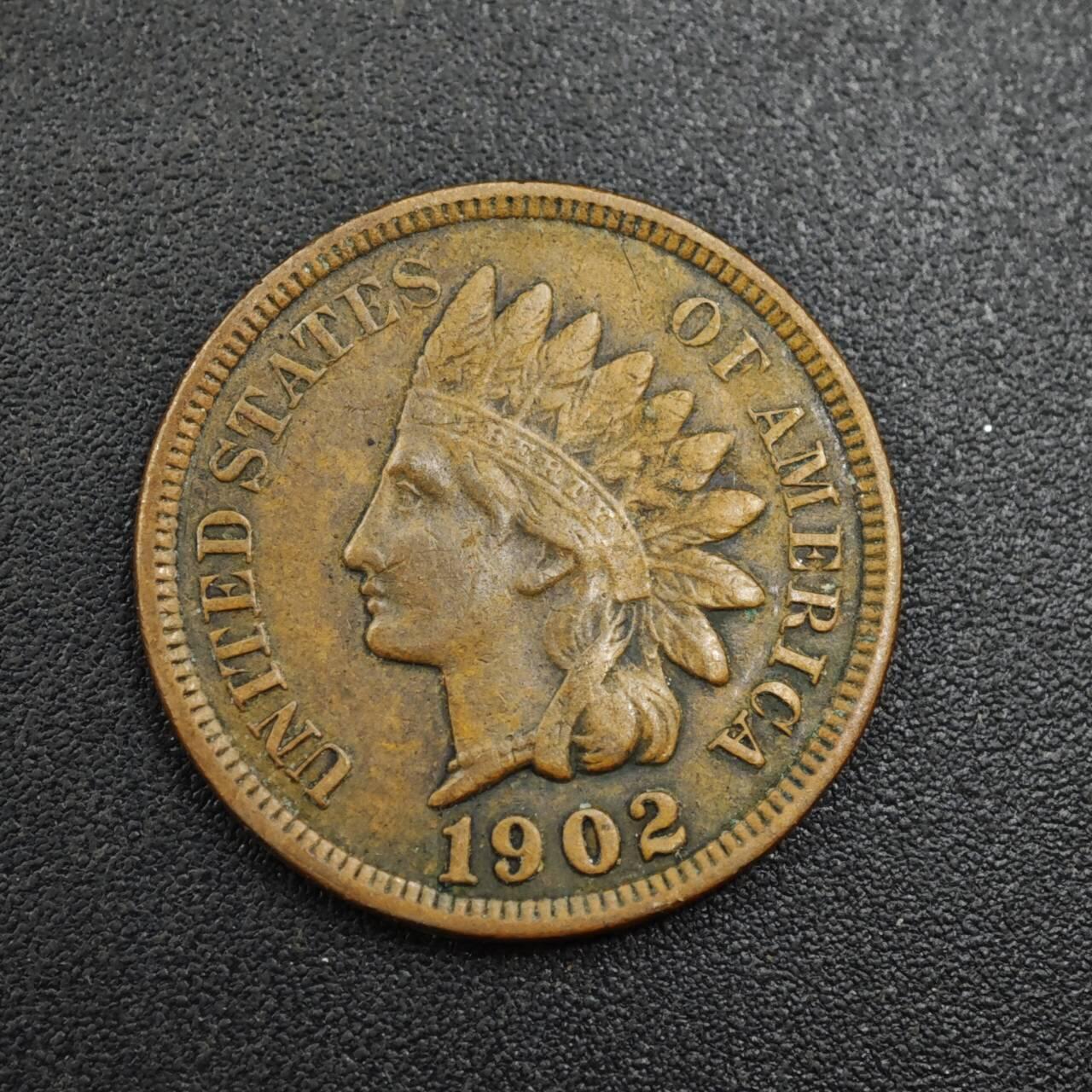 【淘币小摊】实时拍第八百零四拍   散币银币场   满百包邮可预留二周 每周一统一发货   美国1902年印第安一分铜币