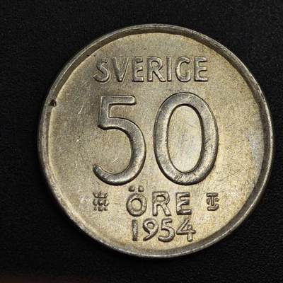 【淘币小摊】实时拍第八百零四拍   散币银币场   满百包邮可预留二周 每周一统一发货   - 瑞典1954年50欧尔银币