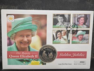 【淘币小摊】限时拍第八百零七拍  克朗币邮币封场  满百包邮可预留两周  周一统一发货  -   福克兰群岛2002年女王登基金禧50便士纪念币邮币封