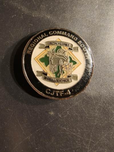 老王徽章第165期 -  驻阿富汗国际安全部队坎大哈情报融合中心纪念章     直径39mm.    重量28.3g