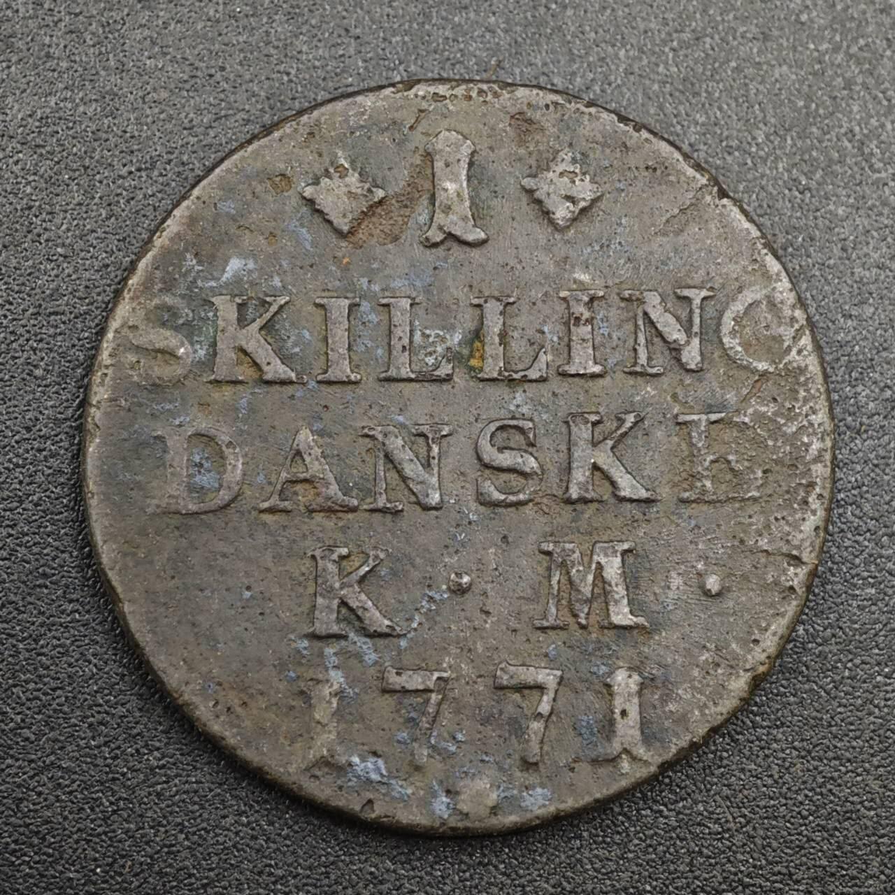 【淘币小摊】实时拍第八百零四拍   散币银币场   满百包邮可预留二周 每周一统一发货   丹麦1771年1斯基林铜币