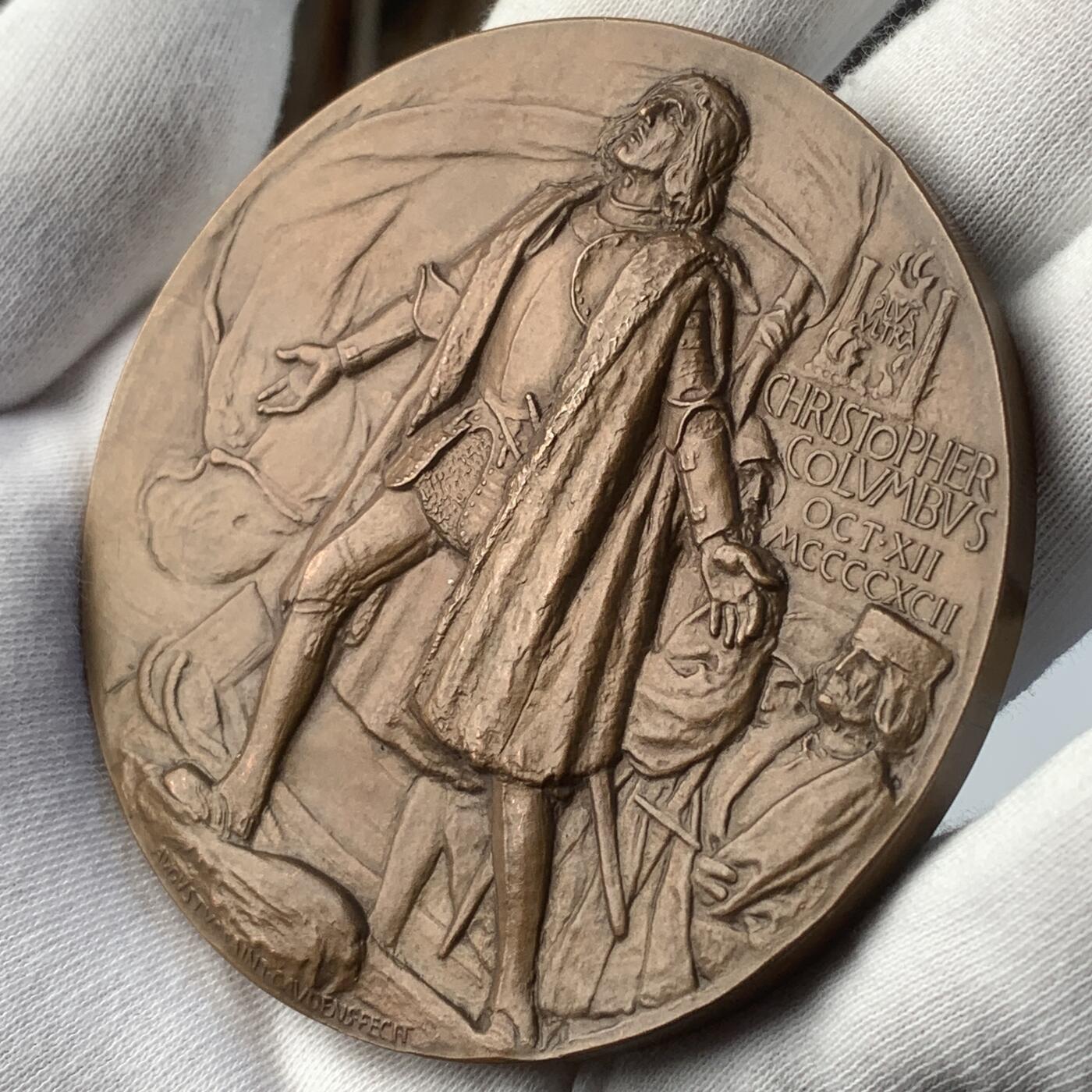 掌中浮雕-藏着的欧洲第043场 	1893年美国芝加哥博览会铜章，76mm