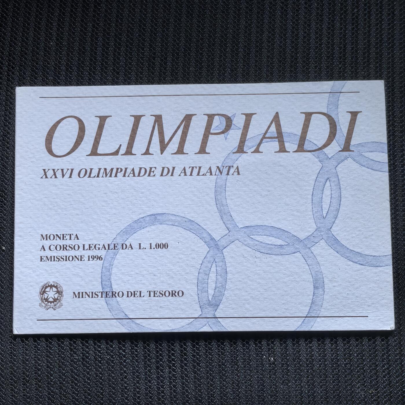 道一币馆币章第一百五十六场 原包装 意大利1996年亚特兰大奥运会1000里拉纪念银币