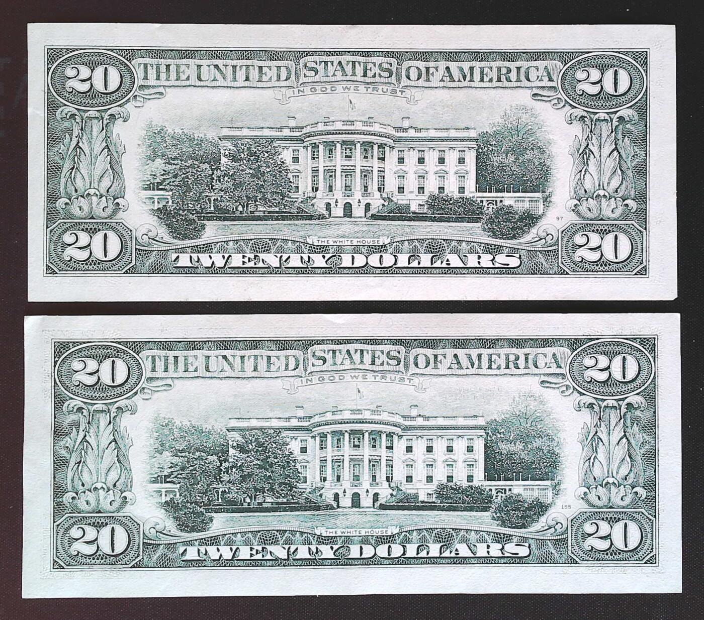 世界靓号纸钞第七十八期 1985-1990年美国20美元 小头美元 品相如图