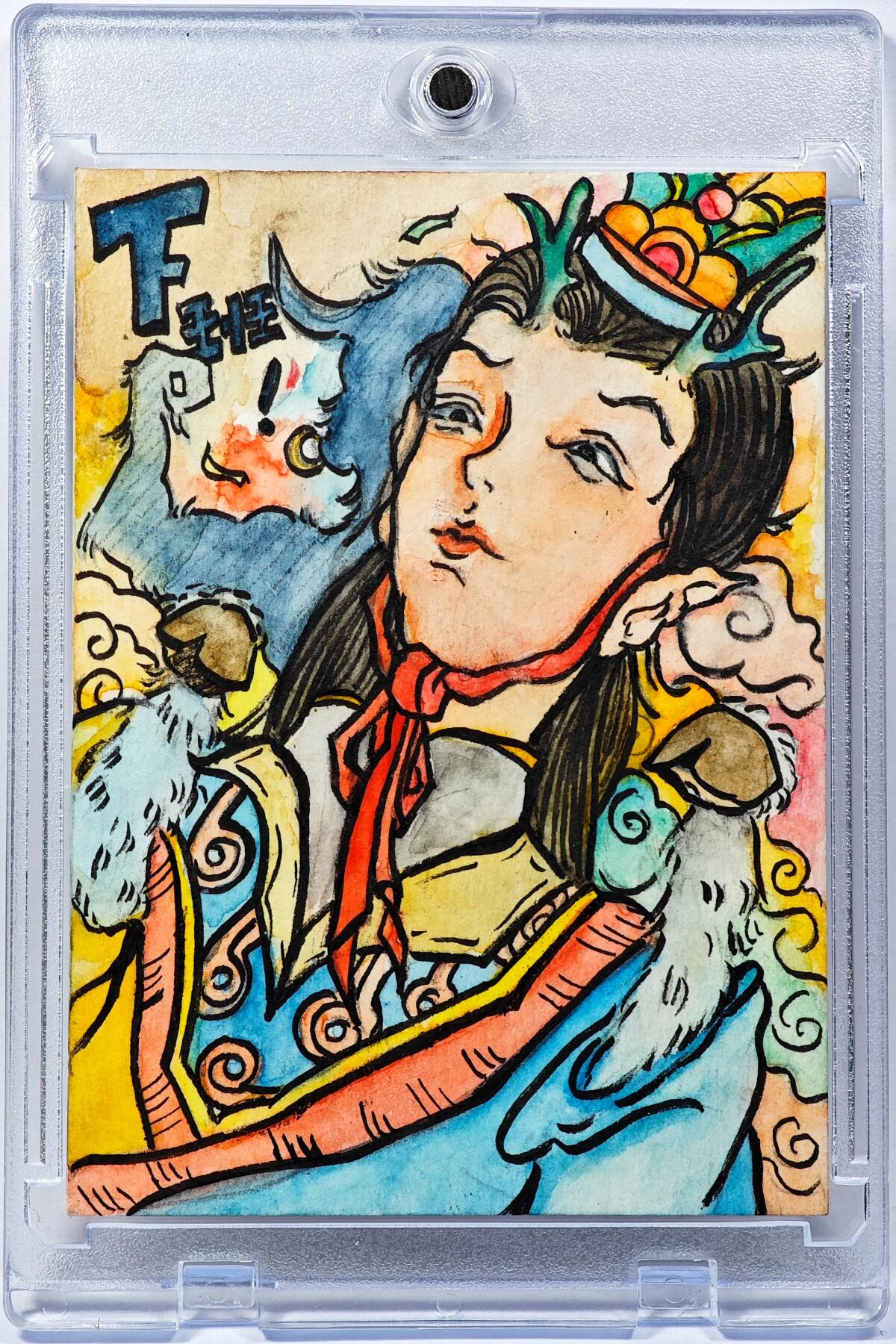 白泽拍卖卡牌手绘专场第29期（忽有故人心上过，回首山河已是秋） 2025 杨佳丽手绘卡 下班二郎  杨佳丽背简绘 卡砖封装