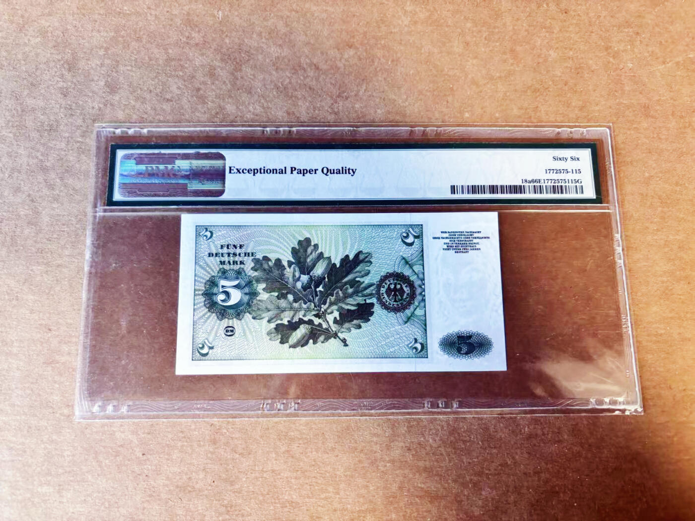 【Blue Auction】世界纸币精拍第754期——18级TOP拍卖/信誉/品质/专业/高效💫 德国 1960年5马克 PMG66EPQ 