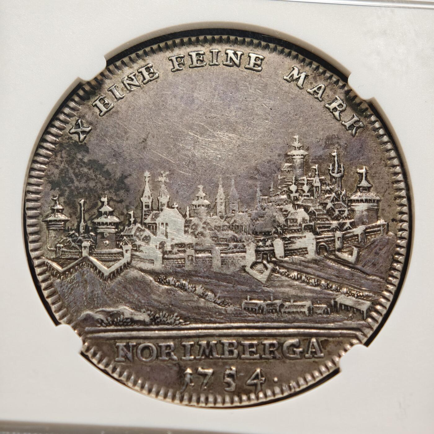 【德藏】世界币章拍卖第154期（拍品征集中~欢迎藏友联系） 1754年 德国纽伦堡城市景观泰勒银币 NGC VF 味道和细节不错  