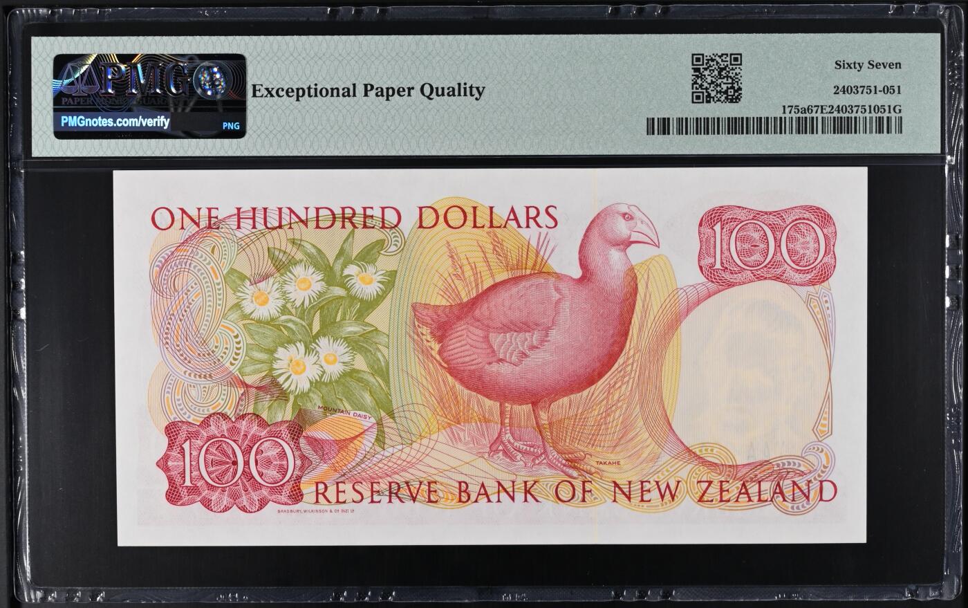 《艾美收藏》第221期-11.23周日黄金场精品荟萃 新西兰1981年首发YAA冠100元最高值PMG67E亚军分千位1164号，冠军68分仅6张，花冠女王 Pick175a一签