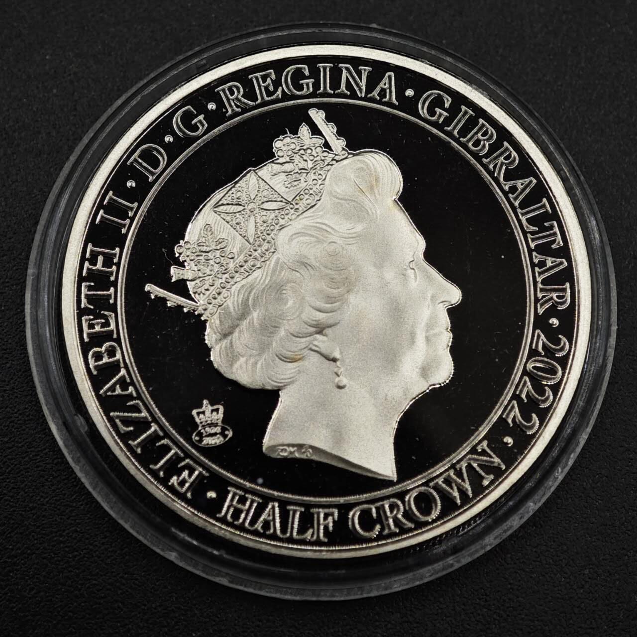 【淘币小摊】限时拍第八百零七拍  克朗币邮币封场  满百包邮可预留两周  周一统一发货    直布罗陀2022年女王登基70周年半克朗纪念币